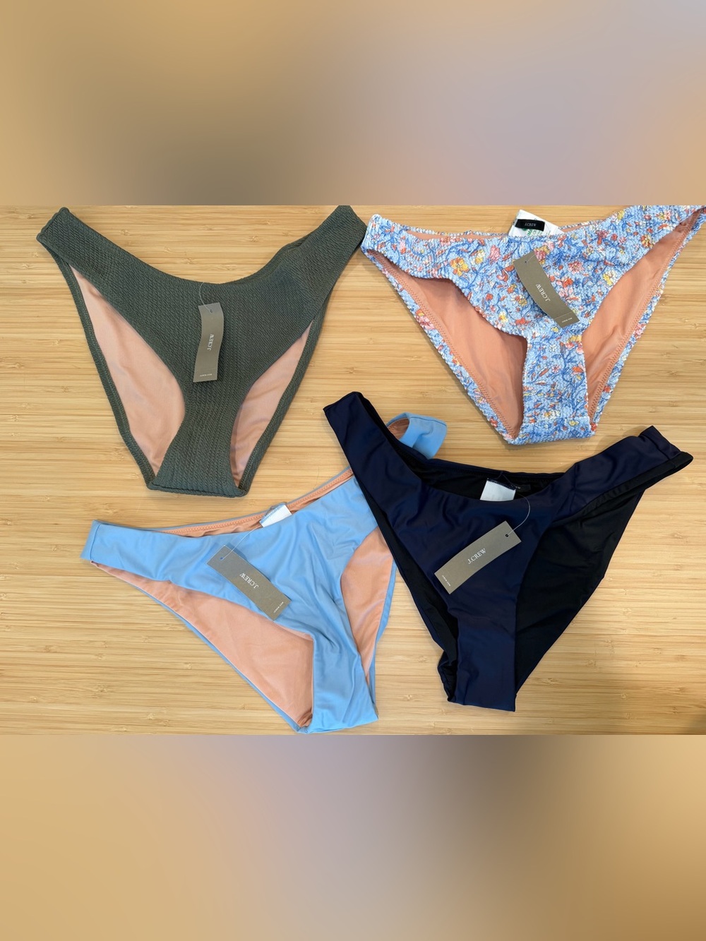 Re-Imagined by J. Crew Lot Of 4 Bathing Suit Bottoms NEW Women's Medium Blue